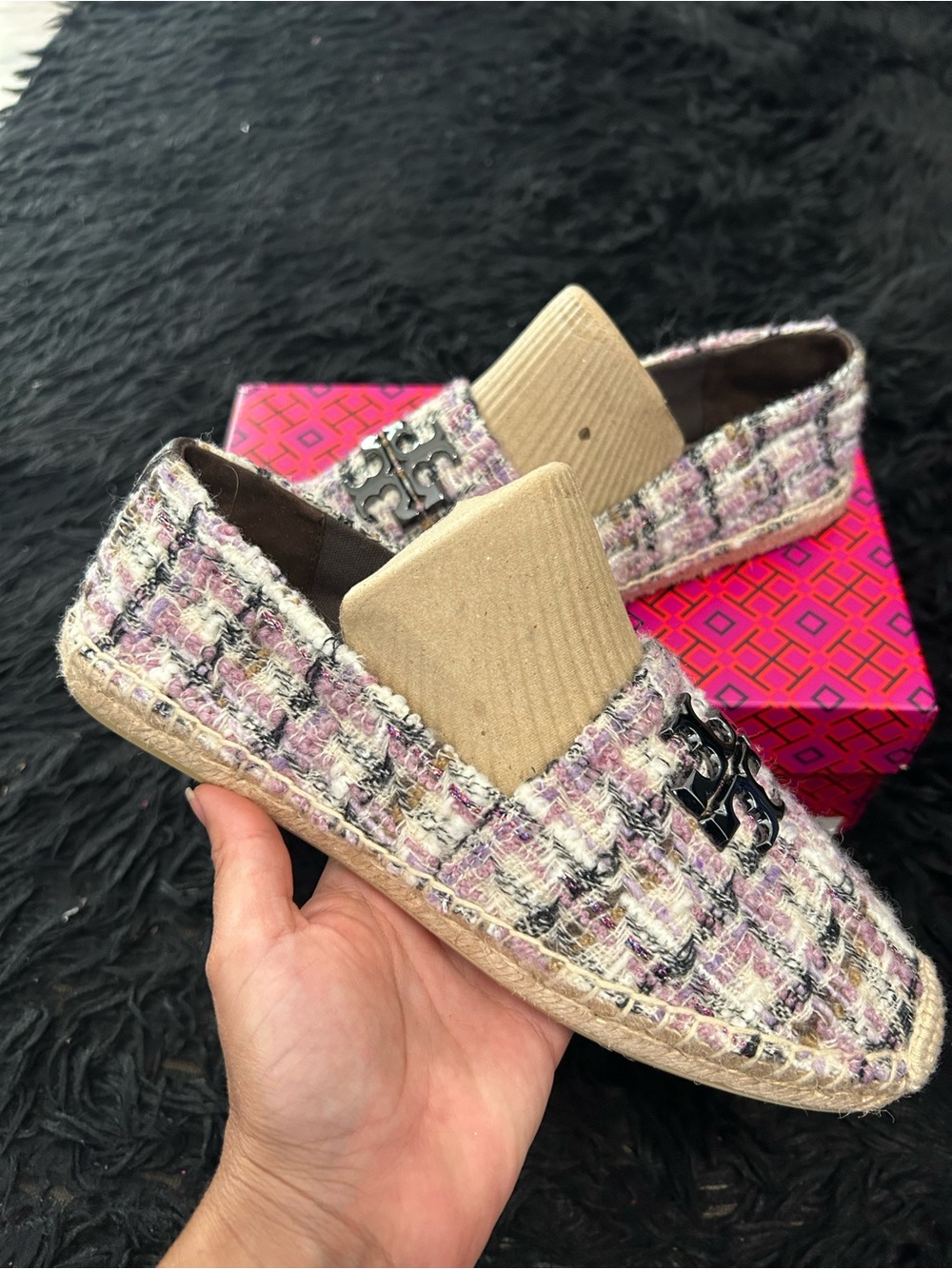 TORY BURCH TB multicolored espadrille flats slip on shoes women’s 8 new